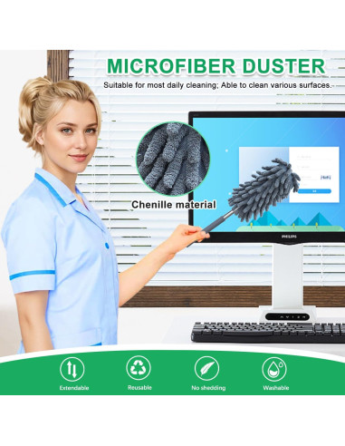 Paquete de 2 Plumeros de Microfibra BAIDOON 76.2 cm Lavables