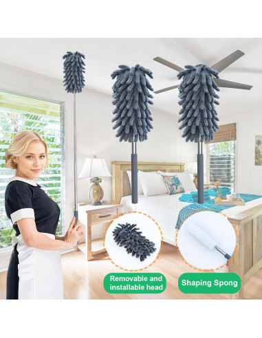 Paquete de 2 Plumeros de Microfibra BAIDOON 76.2 cm Lavables