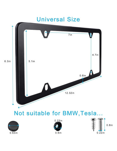 Marcos de Placas de Licencia Lrokimg Negros 4 Agujeros Universal