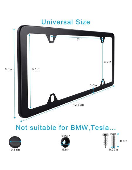 Marcos de Placas de Licencia Lrokimg Negros 4 Agujeros Universal
