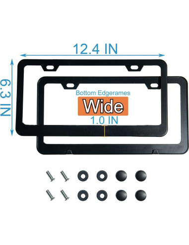 2 Marcos de Placa de Licencia Negros Mate Lengnoyp Universal