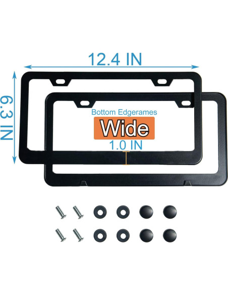 2 Marcos de Placa de Licencia Negros Mate Lengnoyp Universal