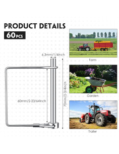 60 Piezas Pin de Remolque Cuadrado Pelopy 0.64 cm x 6.99 cm 2