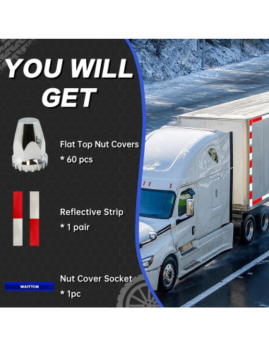 60 Cubiertas de Tuercas de Rueda Cromadas WAITTON 33mm para Camiones
