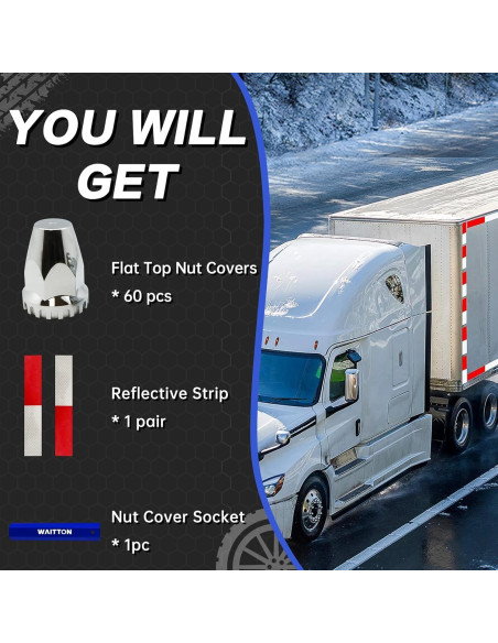 60 Cubiertas de Tuercas de Rueda Cromadas WAITTON 33mm para Camiones