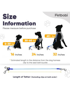 Cinturón de Seguridad para Perros Petbobi - 40.6 cm Azul 2