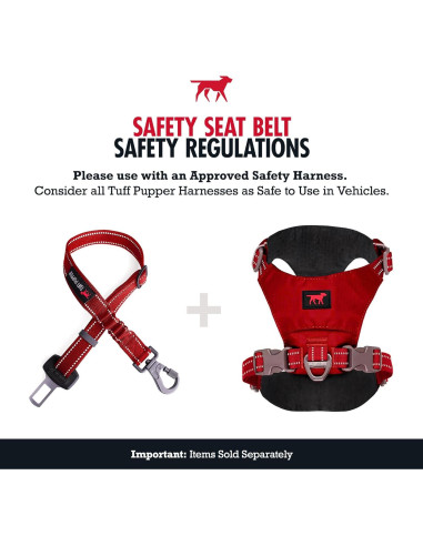 Cinturón de Seguridad para Perros Tuff Pupper Rojo Ajustable