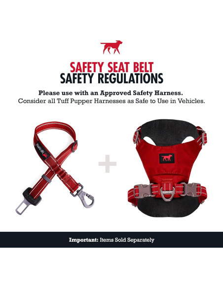 Cinturón de Seguridad para Perros Tuff Pupper Rojo Ajustable