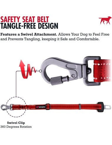 Cinturón de Seguridad para Perros Tuff Pupper Rojo Ajustable