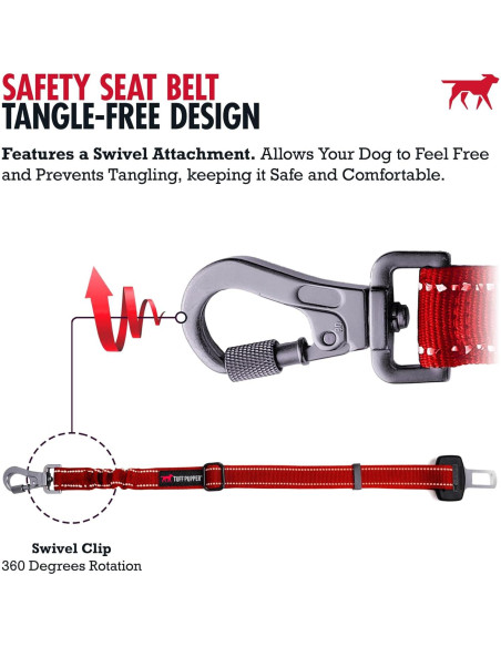 Cinturón de Seguridad para Perros Tuff Pupper Rojo Ajustable