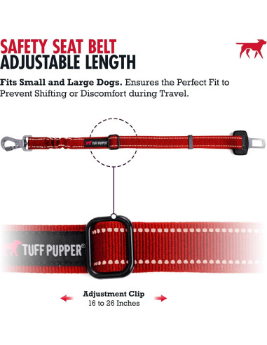 Cinturón de Seguridad para Perros Tuff Pupper Rojo Ajustable