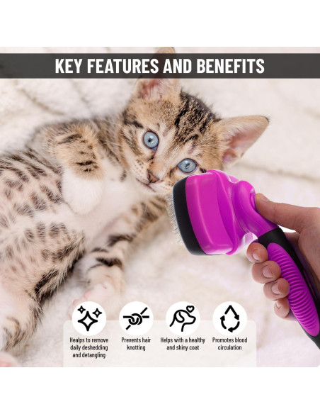 Cepillo Autolimpiante Pet Pull para Gato y Perro Rosa Cepillo Autolimpiante Pet Pull para Gato y Perro Rosa