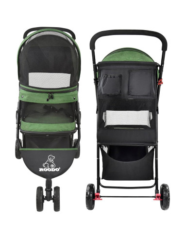Carrito para Mascotas ROODO Plegable Verde 13.6kg 3 Ruedas