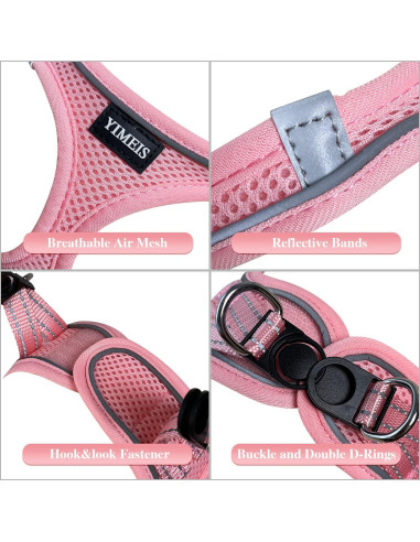 Conjunto Arnés y Correa para Perros YIMEIS Rosa Pequeño