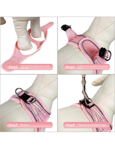 Conjunto Arnés y Correa para Perros YIMEIS Rosa Pequeño