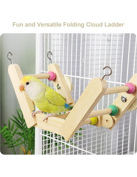 Escalera Plegable para Aves SolarVix 30x12 cm, Madera Natural