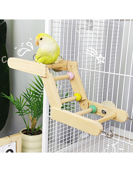 Escalera Plegable para Aves SolarVix 30x12 cm, Madera Natural