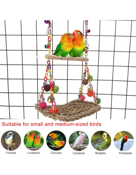 Columpio de Hamaca para Aves FrgKbTm con Juguetes Masticables Columpio de Hamaca para Aves FrgKbTm con Juguetes Masticables