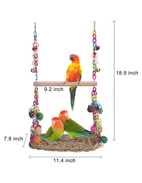 Columpio de Hamaca para Aves FrgKbTm con Juguetes Masticables Columpio de Hamaca para Aves FrgKbTm con Juguetes Masticables