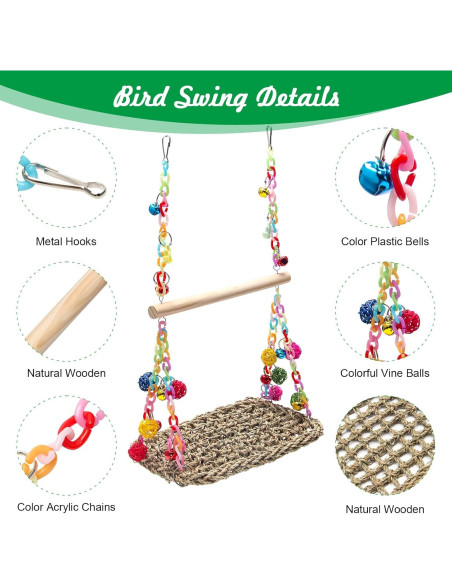 Columpio para Aves Coolrunner con Hamaca y Campanas Coloridas