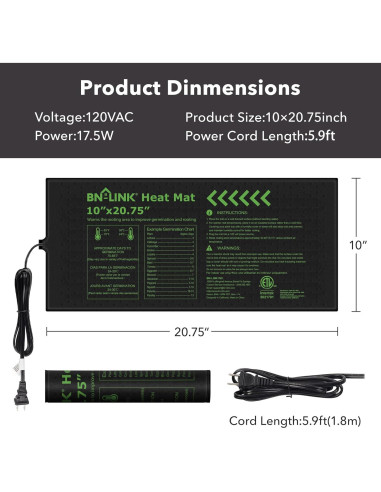 Almohadilla Térmica BN-LINK 10x20.75" para Plántulas