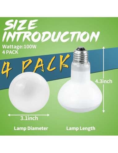 Bombillas de Calor para Reptiles LUCKY HERP 100W - Paquete de 4