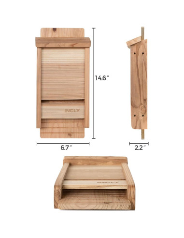 Casa Refugio para Murciélagos INCLY de Madera de Cedro 37.1cm