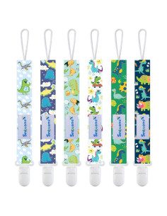 Clip de Chupete Smlpuame 6 Piezas Diseño Dinosaurio