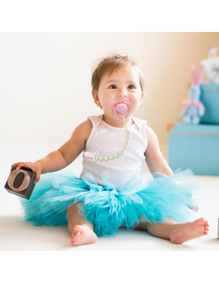 Clip de Chupete Rosa Draklary - Paquete de 4 Silicona 100% Segura