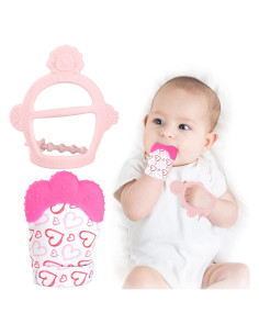 Mitones de Silicona Vicloon para Dentición 2 Piezas Rosa