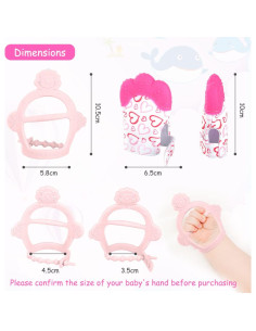 Mitones de Silicona Vicloon para Dentición 2 Piezas Rosa 2