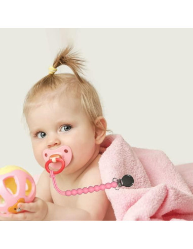 Clip de Chupete MORIBOX Rosa - Silicona Grado Alimenticio Doble Pack