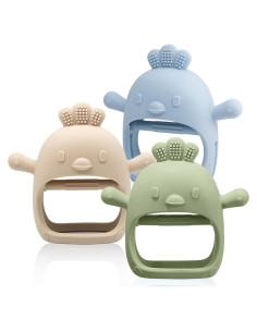 3 Paquetes Mitón de Dentición Silicona Bebés 3 Meses Libre BPA