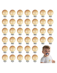 38 Clips de Chupete de Madera Natural para Bebés - DIY