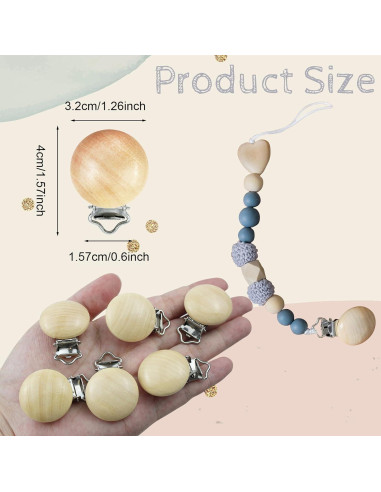 38 Clips de Chupete de Madera Natural para Bebés - DIY