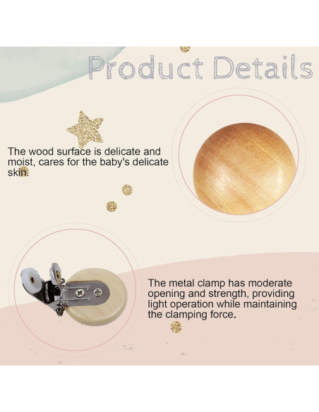 38 Clips de Chupete de Madera Natural para Bebés - DIY