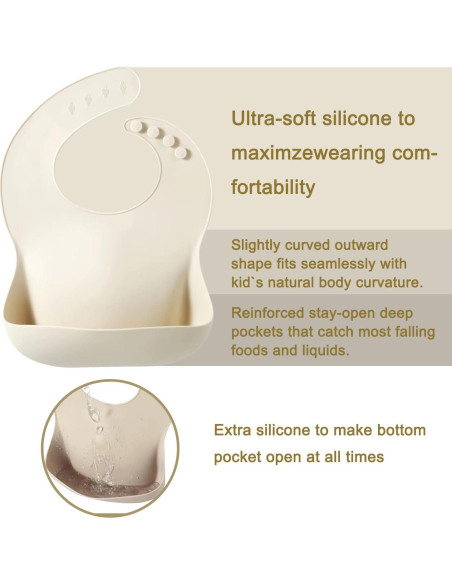 Babero de Silicona PandaEar Ajustable para Bebés y Niños