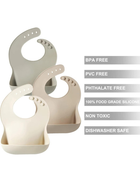 Babero de Silicona PandaEar Ajustable para Bebés y Niños