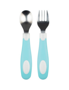 Juego de Cuchara y Tenedor para Bebés Dr. Brown's Teal 12m+ 2