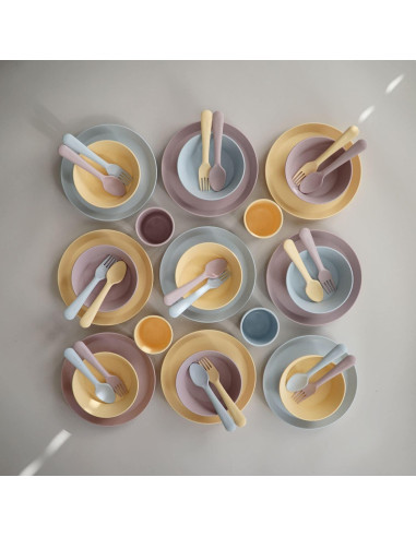 Juego de Cuchara y Tenedor para Niños Mushie Rosa