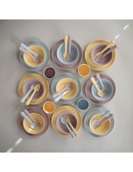 Juego de Cuchara y Tenedor para Niños Mushie Rosa