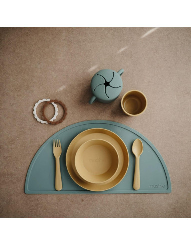 Juego de Cuchara y Tenedor para Niños Mushie Rosa