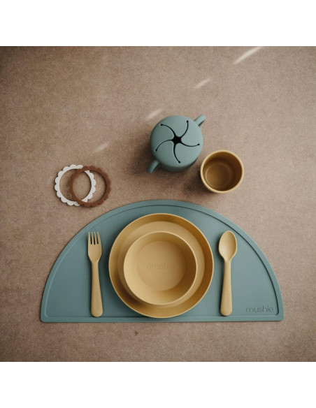 Juego de Cuchara y Tenedor para Niños Mushie Rosa