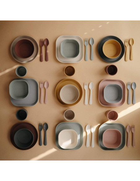 Juego de Cuchara y Tenedor para Niños Mushie Rosa