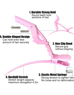 30 Clips de Pelo Cocodrilo Rabetly Rosa para Estilismo 2