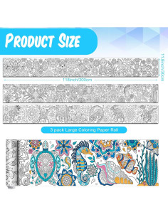 Pasimy 3 Piezas Pósters Gigantes para Colorear Mandala 30x300cm 2