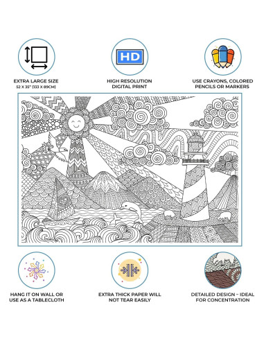 Póster para Colorear Gigante Dekali Designs 89x132 cm Papel Premium