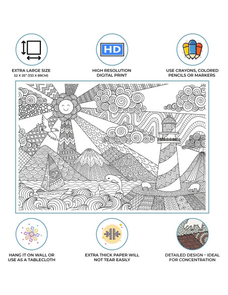 Póster para Colorear Gigante Dekali Designs 89x132 cm Papel Premium