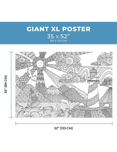Póster para Colorear Gigante Dekali Designs 89x132 cm Papel Premium