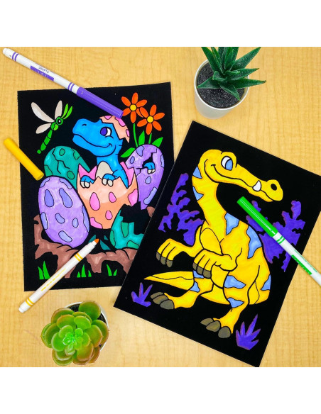Pack de 18 Pósters de Colorear Terciopelo Dinosaurios Stuff2Color